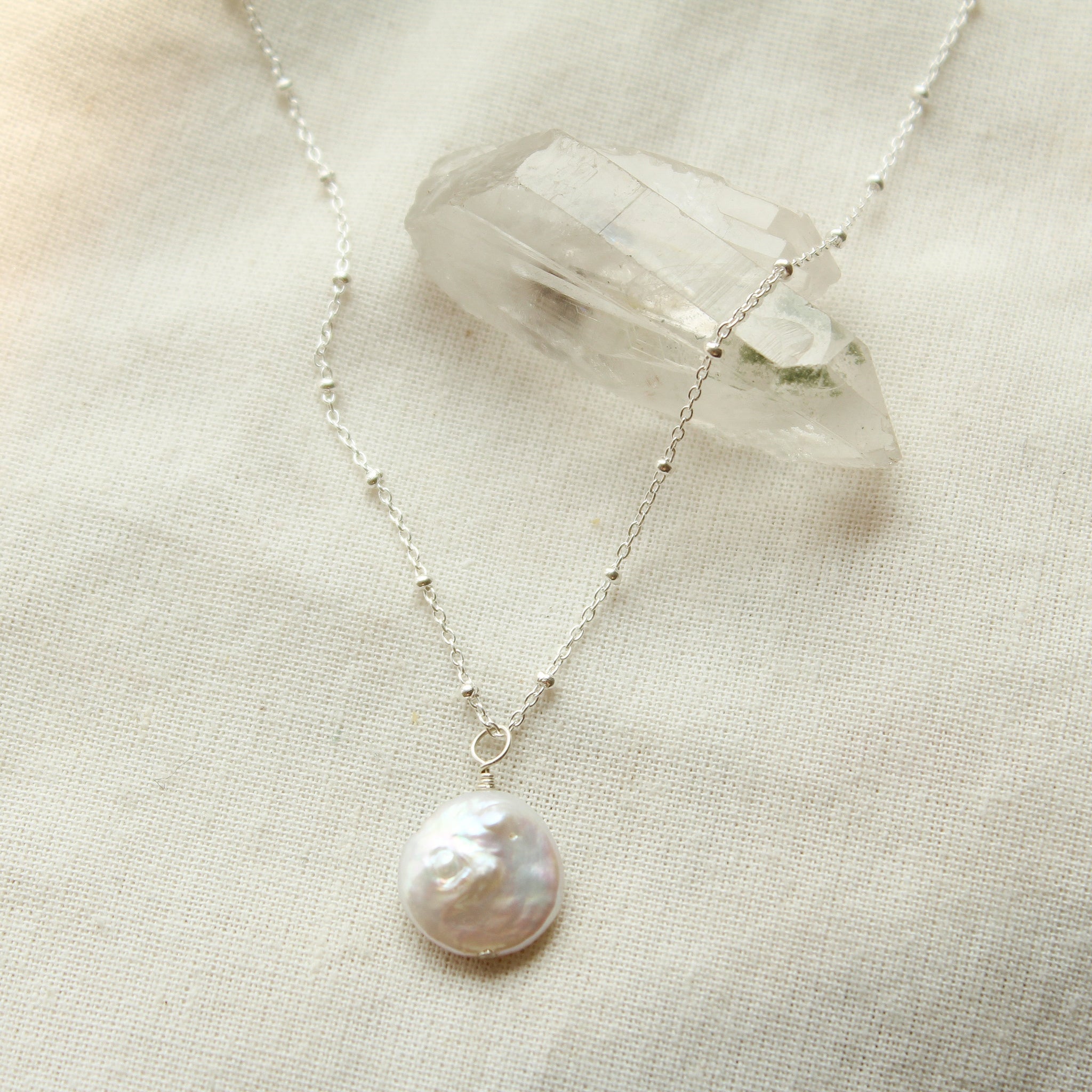 Coin pearl necklace, pearl necklace, freshwater pearl necklace, simple pearl popular necklace